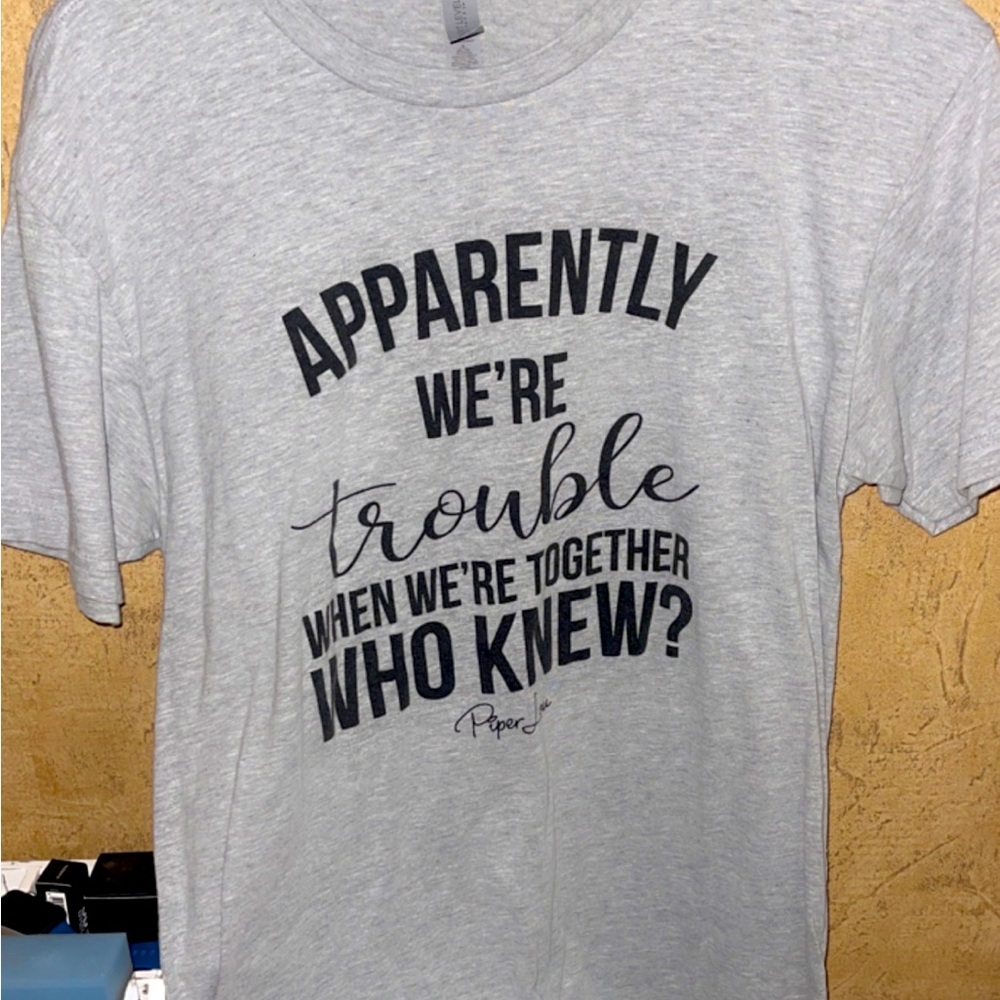 Adult medium woman’s shirt, gray.